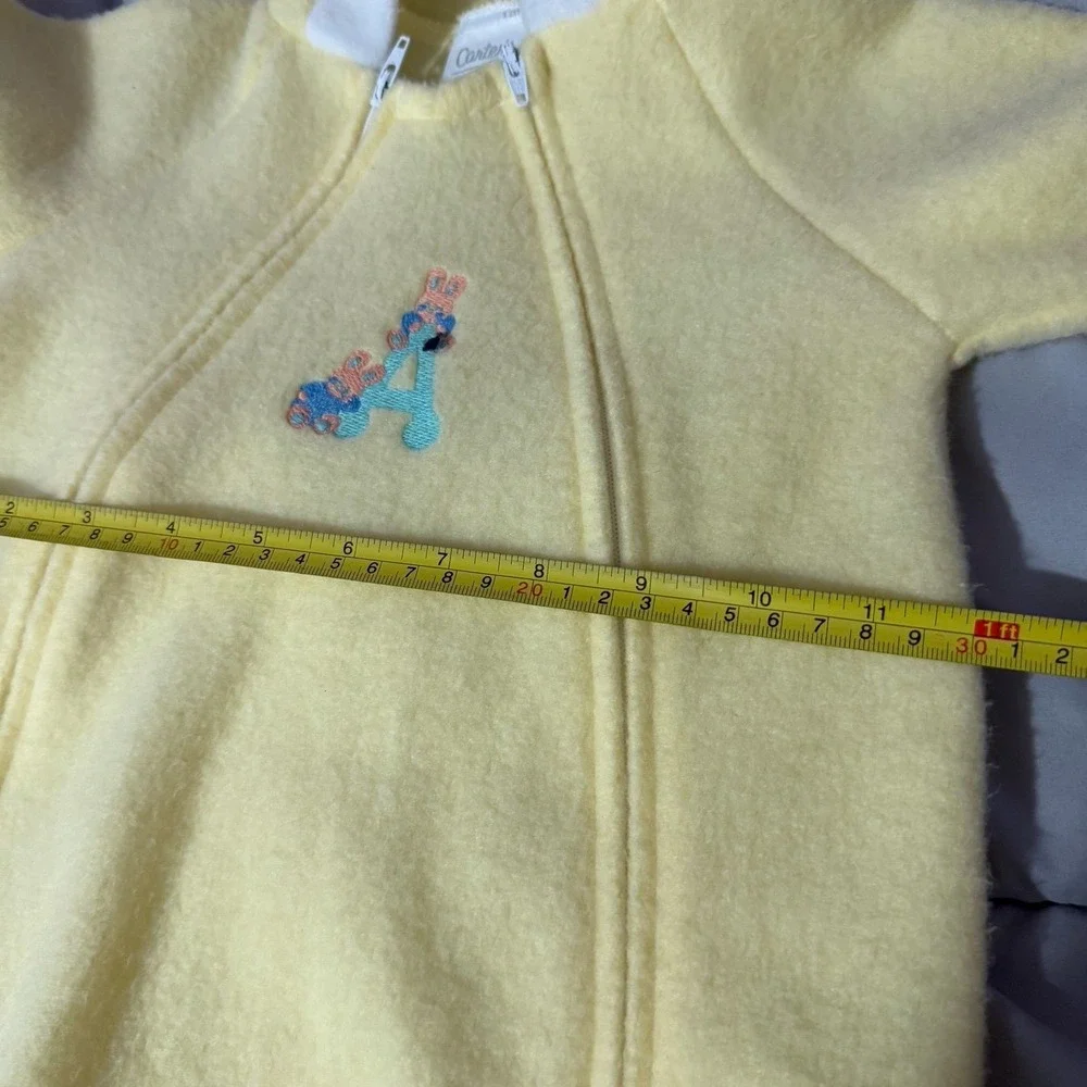 Baby vintage carters one piece sleeper mittens size 0-6 months bunnies yellow